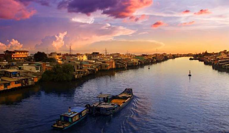 Sunrise on Mekong River in Laos